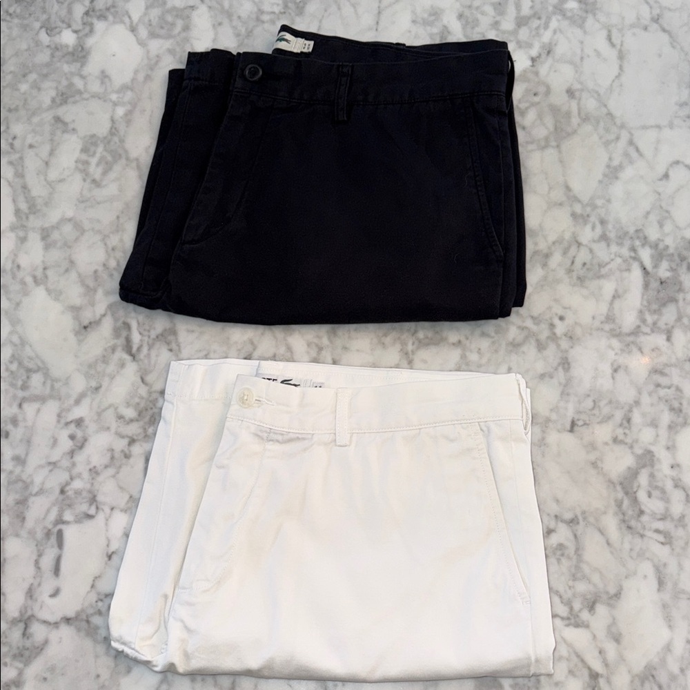 MENS LACOSTE CLASSIC FIT SHORT WHITE & BLACK BUNDLE 36